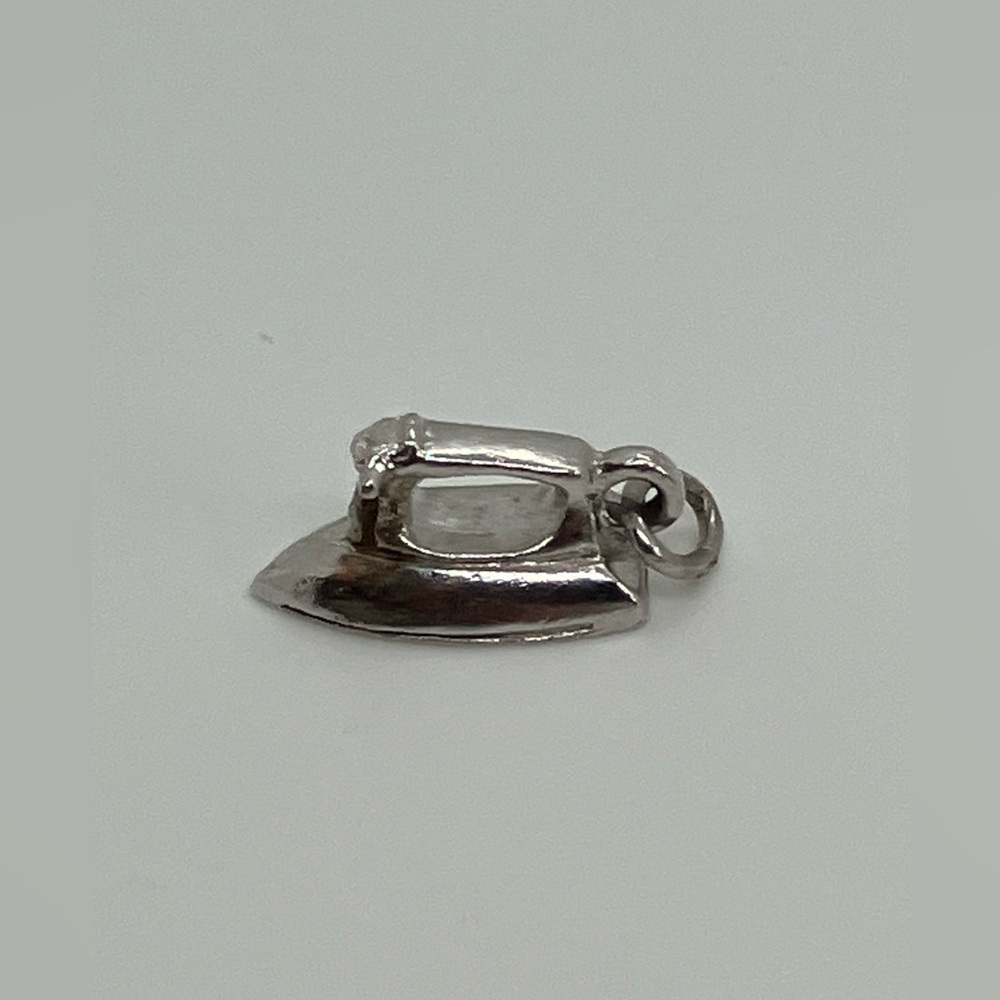 Vtg 925 Sterling Silver Iron Ironing Laundry Charm / Pendant